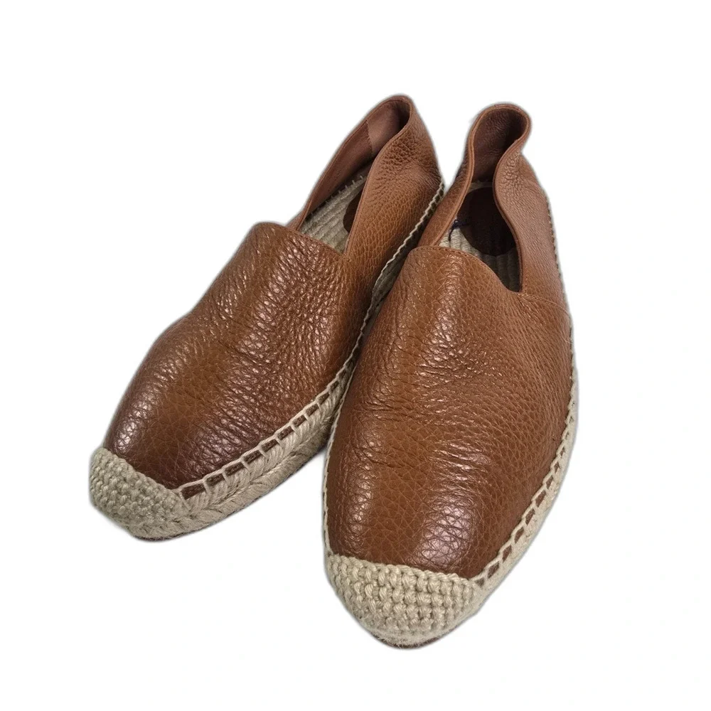 Lafayette 148‎ Brown Leather Espadrilles Size 37 – Made in Spain Slip-On Flats
